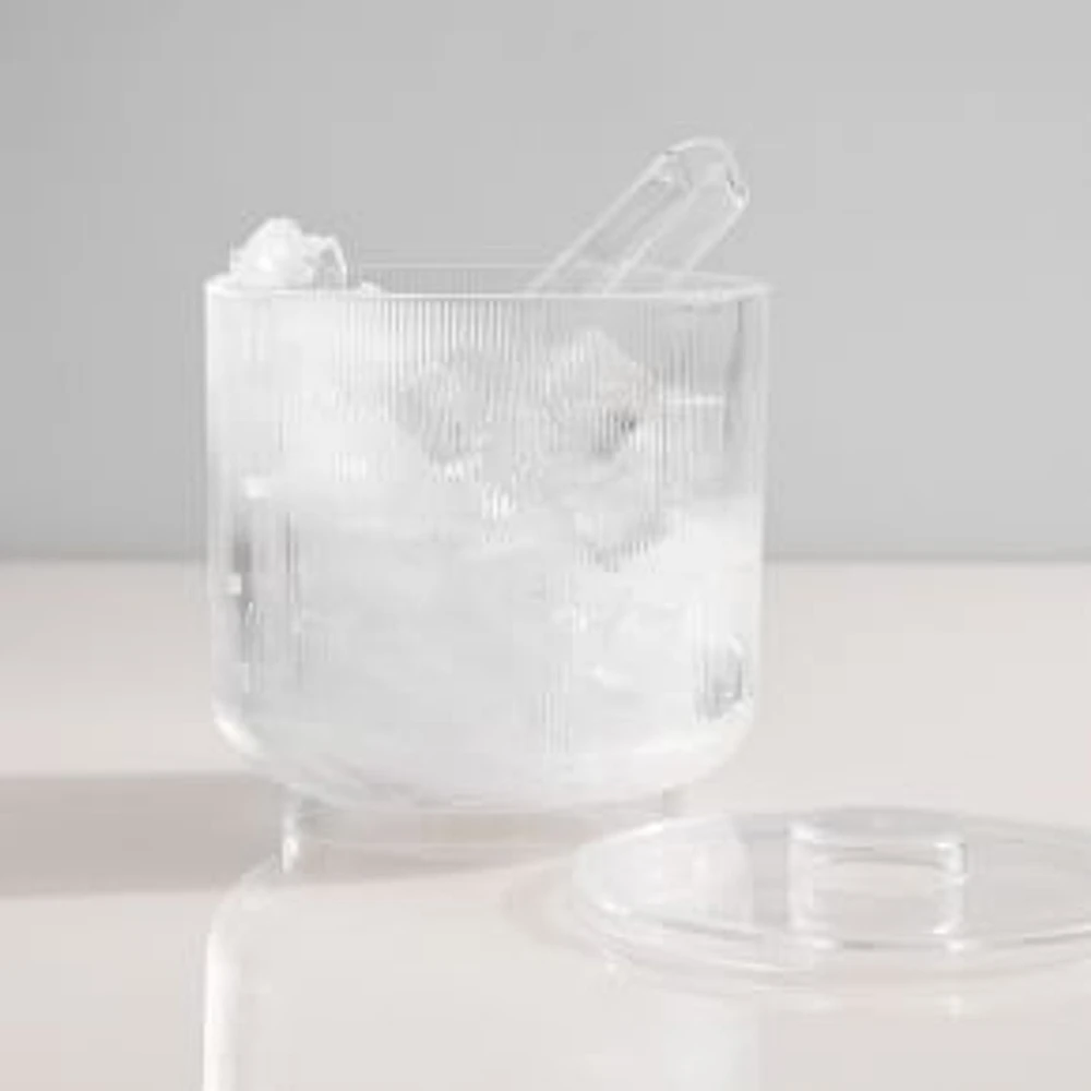 Aaron Probyn Fluted Acrylic Ice Bucket With Tongs, Clear