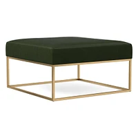 Box Frame Square Leather Ottoman | West Elm