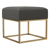 Box Frame Square Leather Ottoman | West Elm