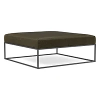 Box Frame Square Leather Ottoman | West Elm