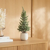 Faux Glittered Pine Tree w/ Ceramic Planter | West Elm