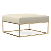 Box Frame Square Leather Ottoman | West Elm