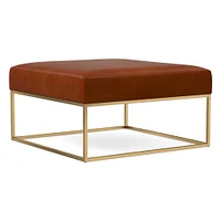 Box Frame Square Leather Ottoman | West Elm