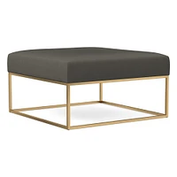 Box Frame Square Leather Ottoman | West Elm