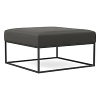 Box Frame Square Leather Ottoman | West Elm