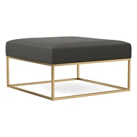 Box Frame Square Leather Ottoman | West Elm