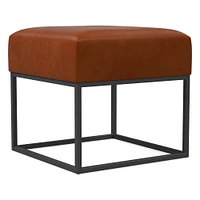 Box Frame Square Leather Ottoman | West Elm