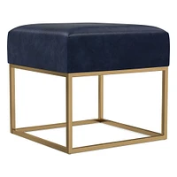 Box Frame Square Leather Ottoman | West Elm