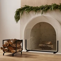 Willow Fireplace Log Holder & Screen Set | West Elm