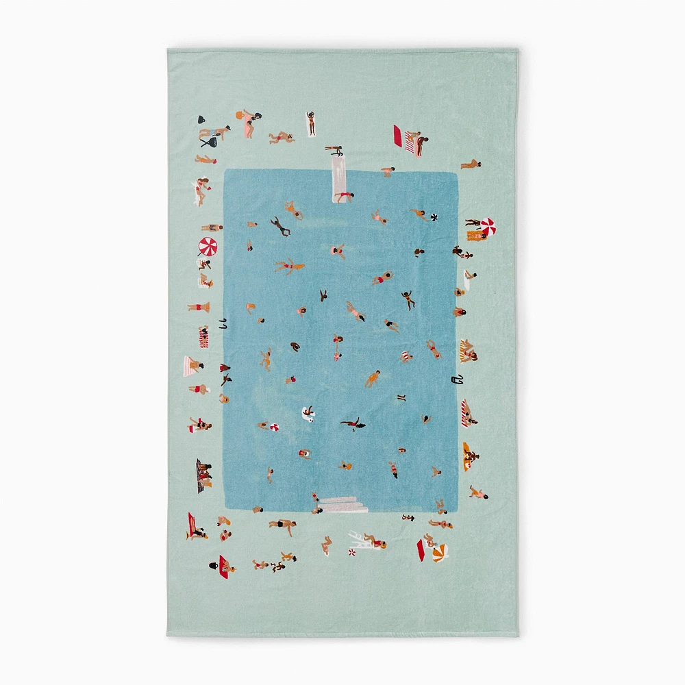 Pool Scene Beach Towel | West Elm