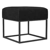 Box Frame Square Leather Ottoman | West Elm