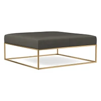 Box Frame Square Leather Ottoman | West Elm