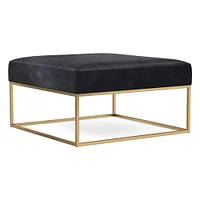 Box Frame Square Leather Ottoman | West Elm