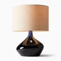 Asymmetric Ceramic Table Lamp White Linen (19")