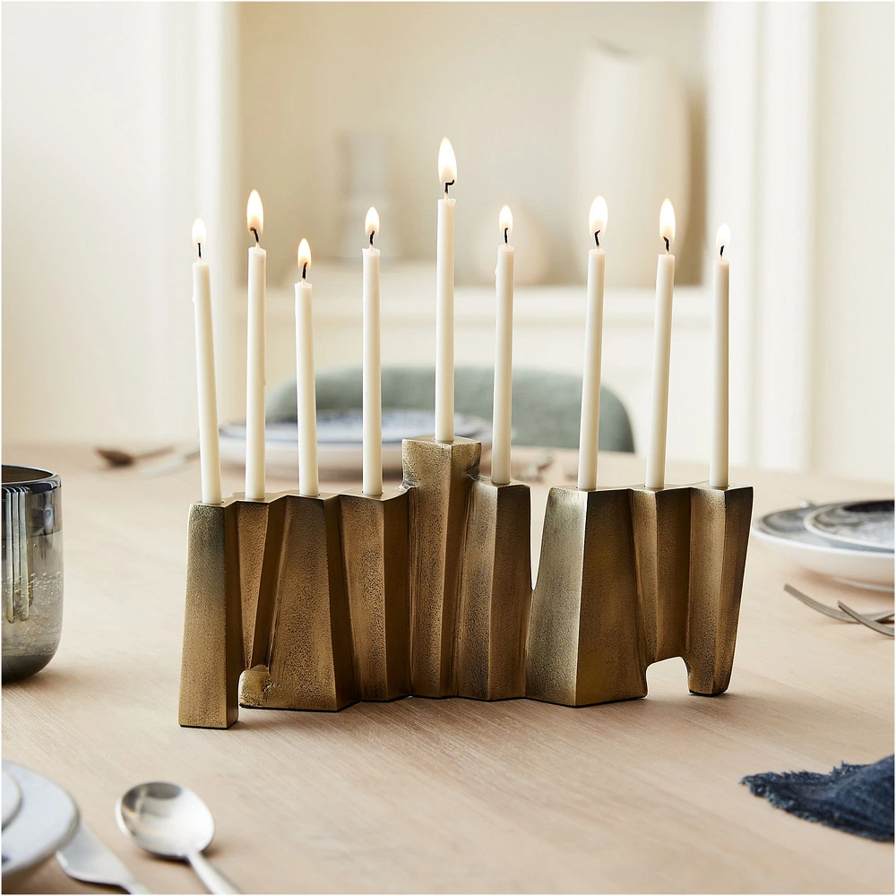 Geometric Metal Menorah | West Elm