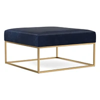 Box Frame Square Leather Ottoman | West Elm