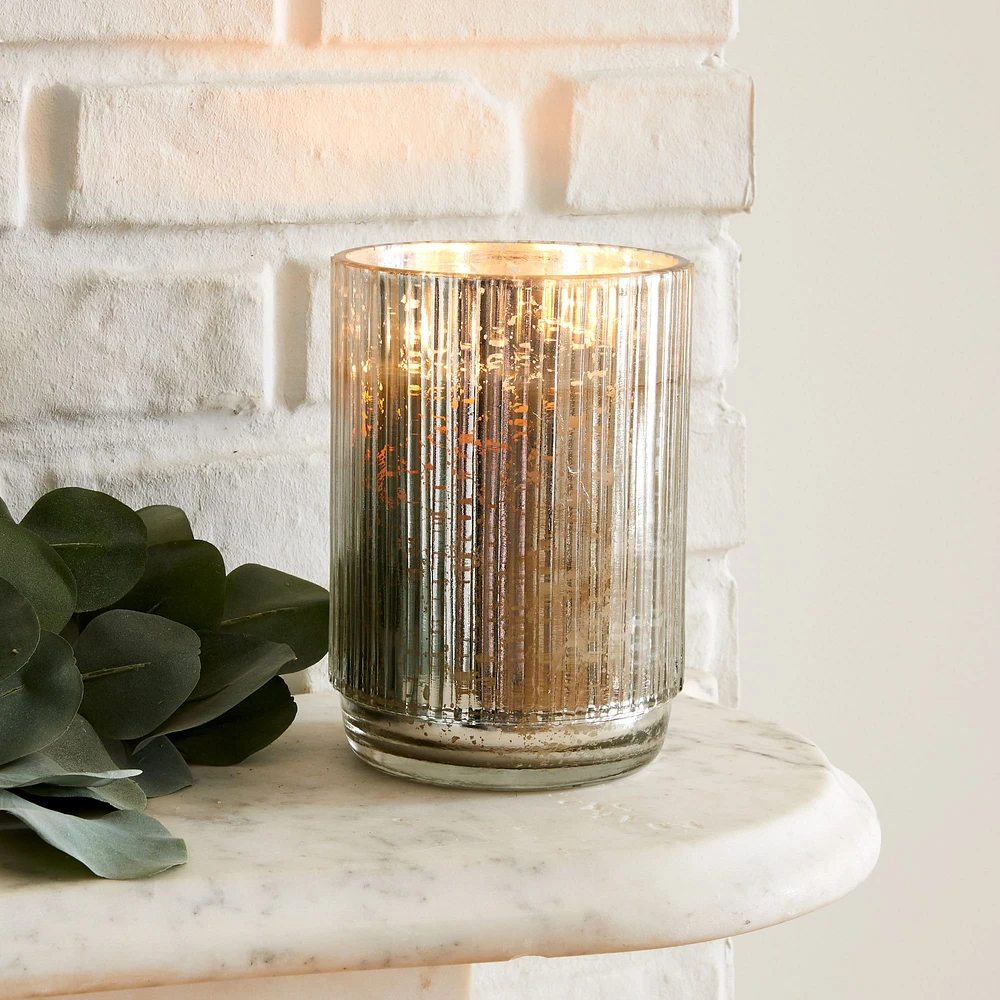 Mercury Glass Fluted Candles - Cypress Sage | West Elm