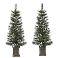 Pre-Lit Faux Potted 4' Trees (Set of 2) | West Elm