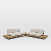 Portside Low Outdoor 3-Piece L-Shaped Sectional w/ Corner Coffee Table (112") | West Elm