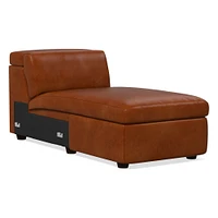 Open Box: Enzo Sectional 16" Arm w/ Storage, Poly, Saddle Leather, Nut