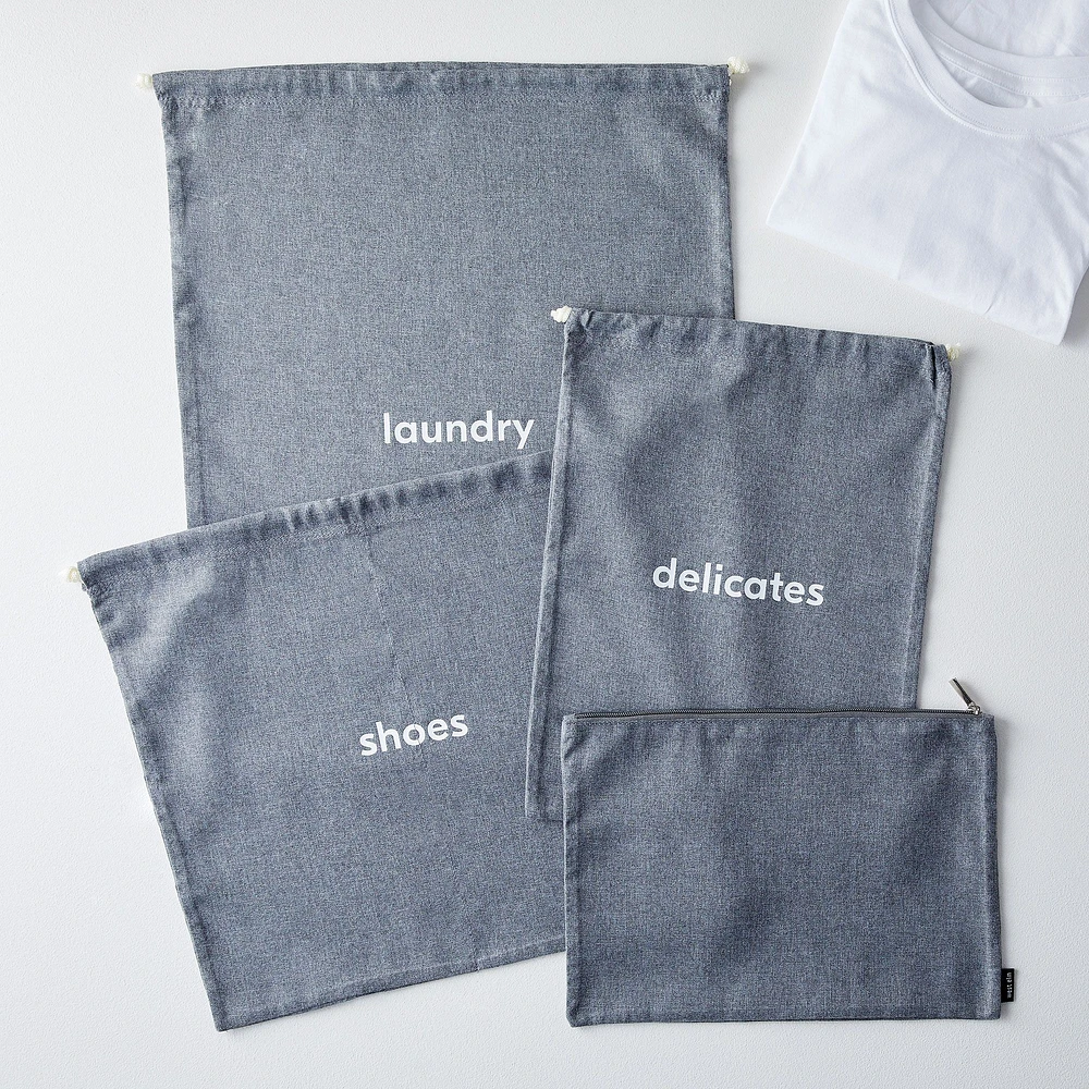 West Elm Travel Laundry Bag, Set of 4, Gray