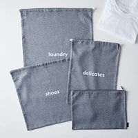 West Elm Travel Laundry Bag, Set of 4, Gray