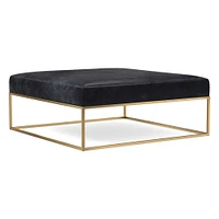 Box Frame Square Leather Ottoman | West Elm