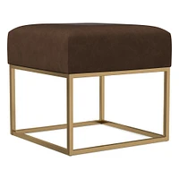 Box Frame Square Leather Ottoman | West Elm