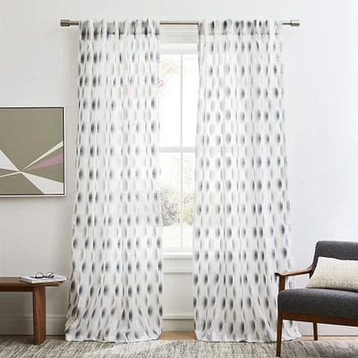 Open Box: Sheer Shaded Dot Jacquard Curtain, Storm Gray, 48"x108"