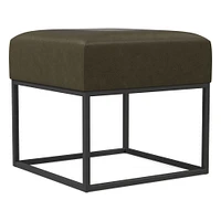 Box Frame Square Leather Ottoman | West Elm