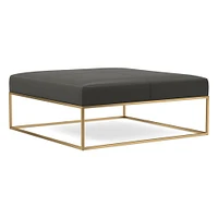 Box Frame Square Leather Ottoman | West Elm