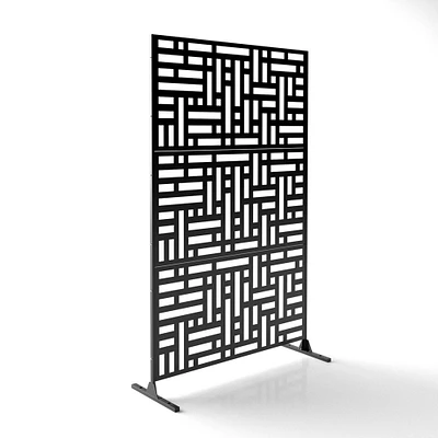 Decorative Privacy Screen, Blocks, Black