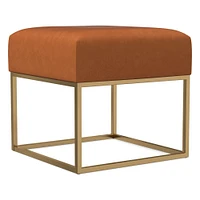 Box Frame Square Leather Ottoman | West Elm