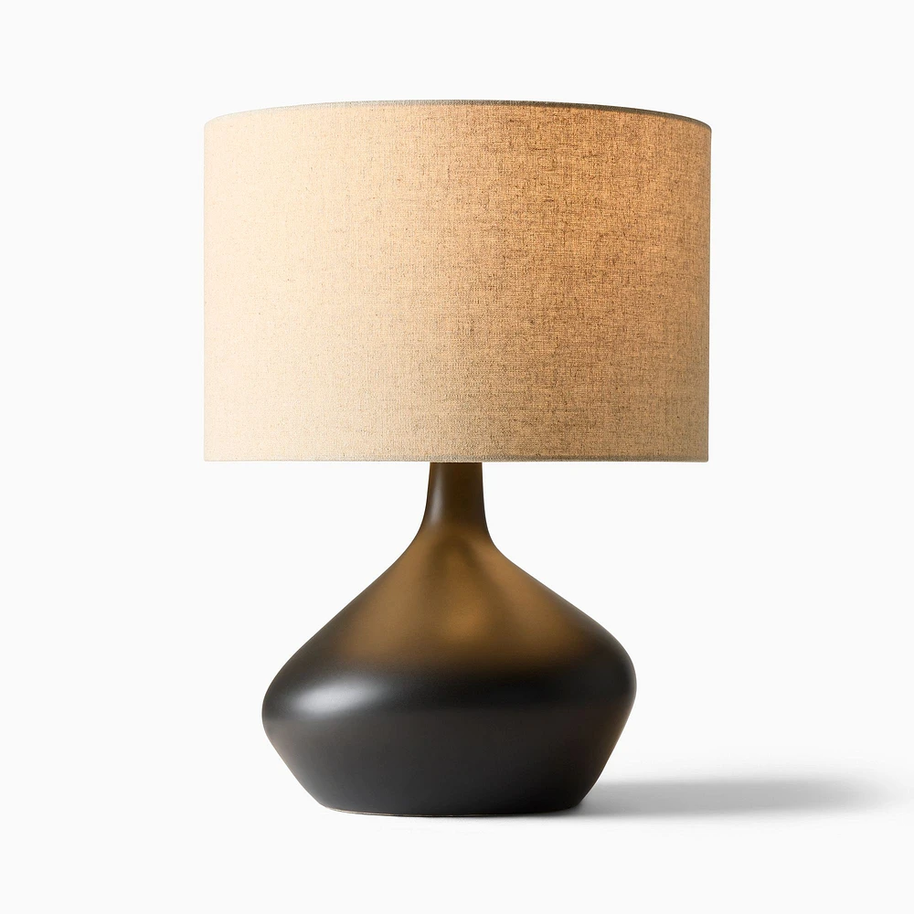 Asymmetric Ceramic Table Lamp White Linen (19")