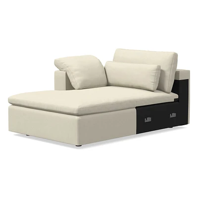 Open Box: Harmony Modular Left Arm Storage Chaise, Down, Sierra Leather, Snow, Concealed Supports