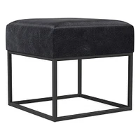 Box Frame Square Leather Ottoman | West Elm