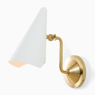 Coco Sconce, White, Antique Brass