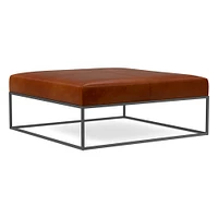 Box Frame Square Leather Ottoman | West Elm