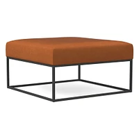 Box Frame Square Leather Ottoman | West Elm