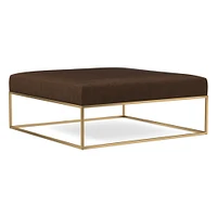 Box Frame Square Leather Ottoman | West Elm