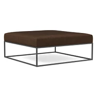 Box Frame Square Leather Ottoman | West Elm