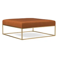 Box Frame Square Leather Ottoman | West Elm