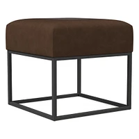 Box Frame Square Leather Ottoman | West Elm