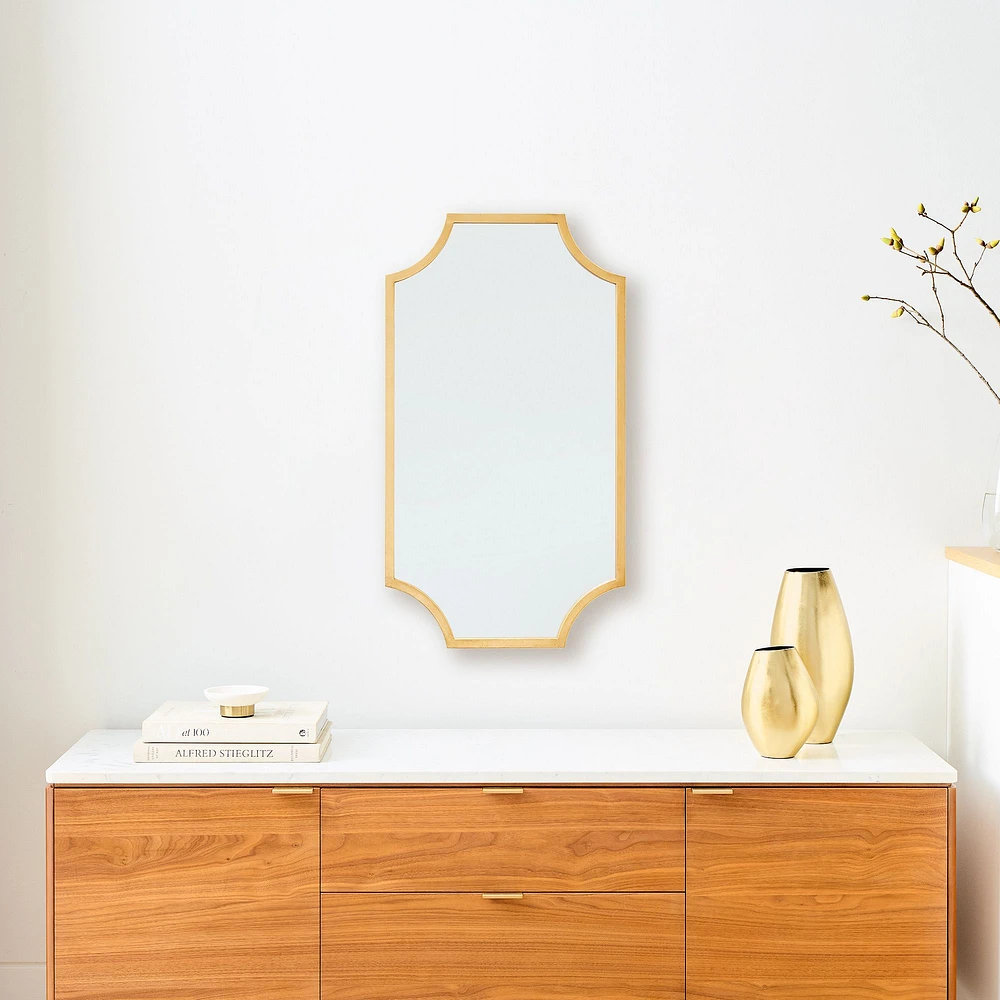 Scalloped Edge Mirror, Gold, 20"Wx36"H