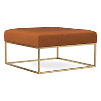 Box Frame Square Leather Ottoman | West Elm