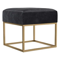 Box Frame Square Leather Ottoman | West Elm