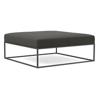 Box Frame Square Leather Ottoman | West Elm