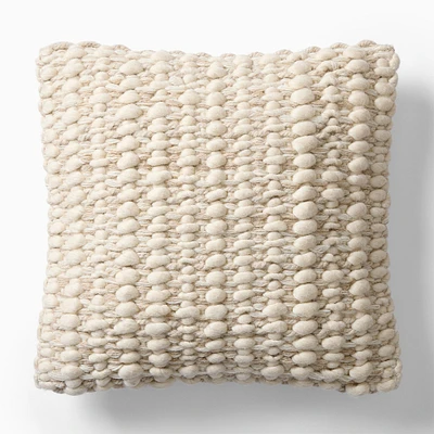 Chunky Paddle Woven Pillow Cover, 20x20, Alabaster