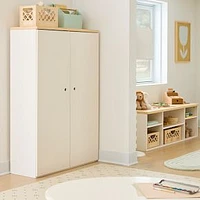 Ziggy Modular Wall System Tall Cabinet With Adjustable Shelving Natural/White