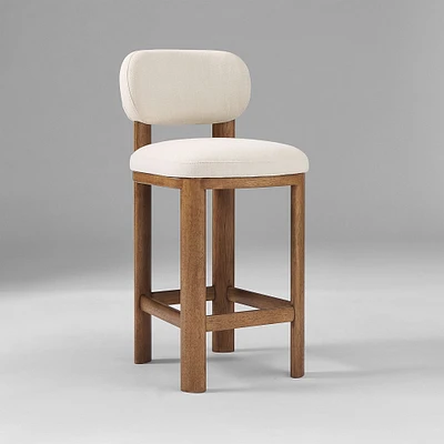 Anton Counter Stool, Twill, Alabaster, Burnt Wax